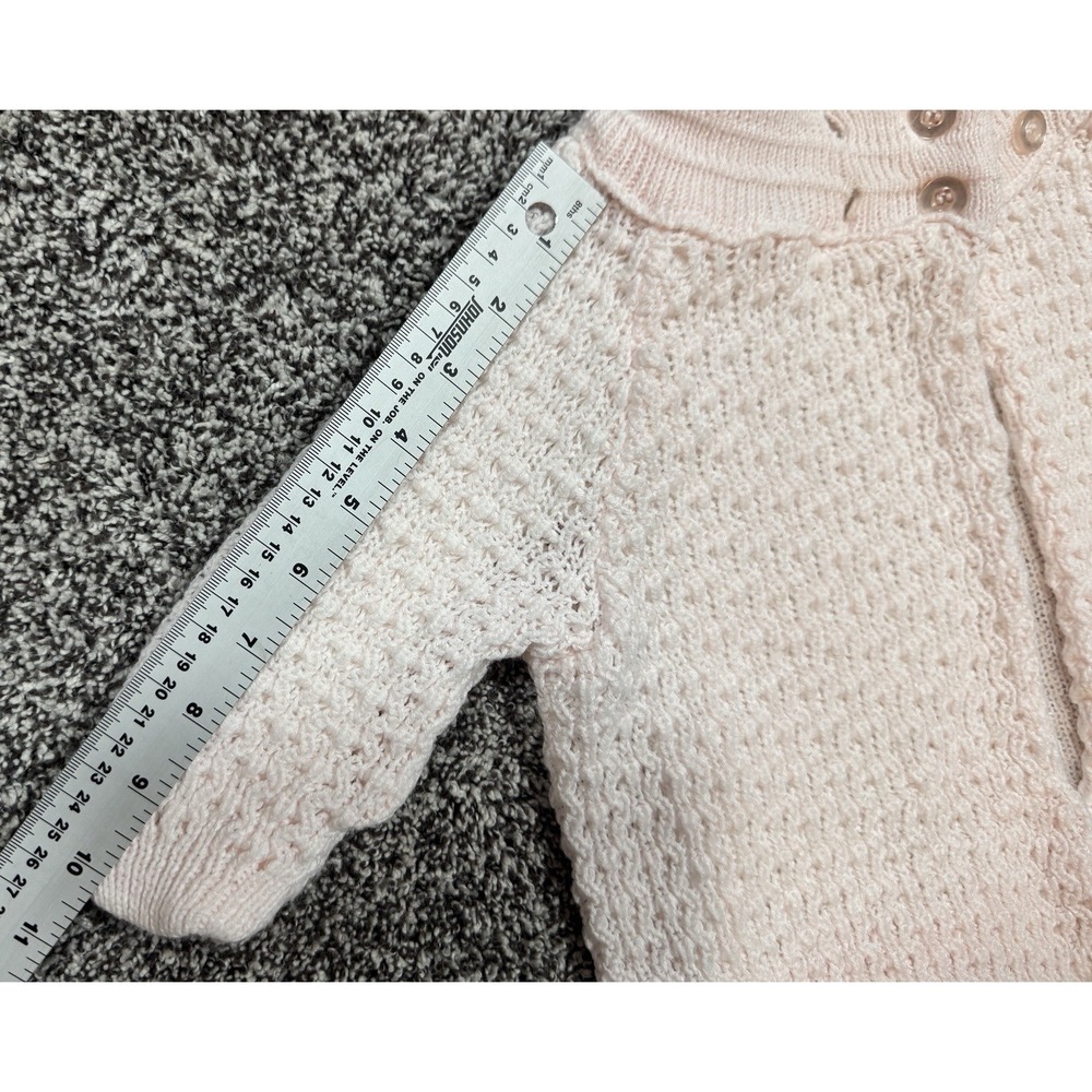 Vintage Cuddle Bear Cardigan Sweater Jacket Baby Girl's Size 9 Mon Pink Cream - Picture 6 of 6